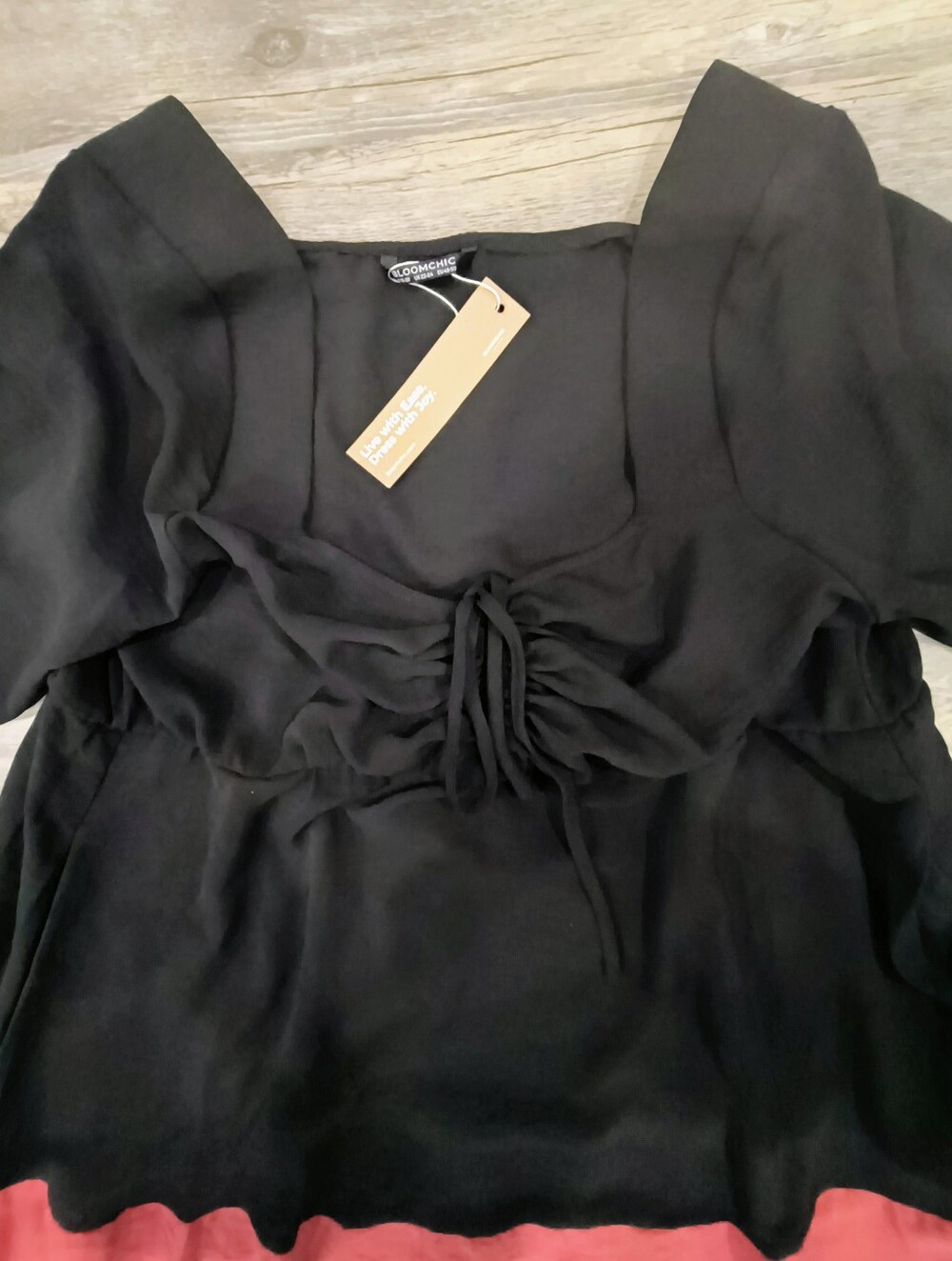 BloomChic Ruched Knotted Ruffle Pocket ColorBlock Maxi Dress - Picture 4 of 7